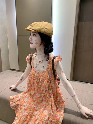 可爱背心裙纯棉碎花吊带裙短裙