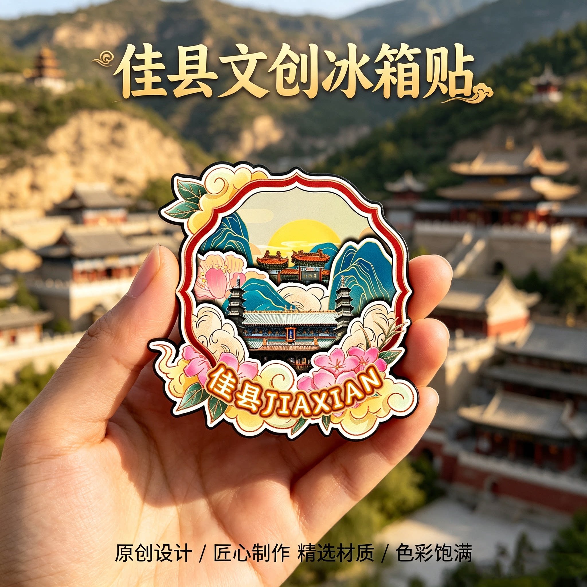 榆林佳县木质磁吸冰箱贴纪念品