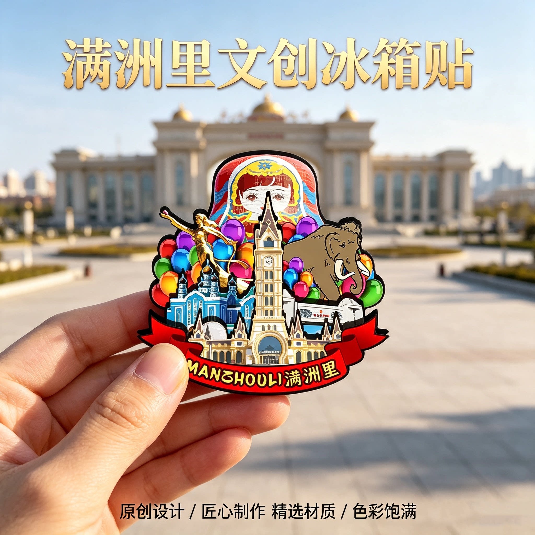 呼伦贝尔满洲里木质磁吸冰箱贴