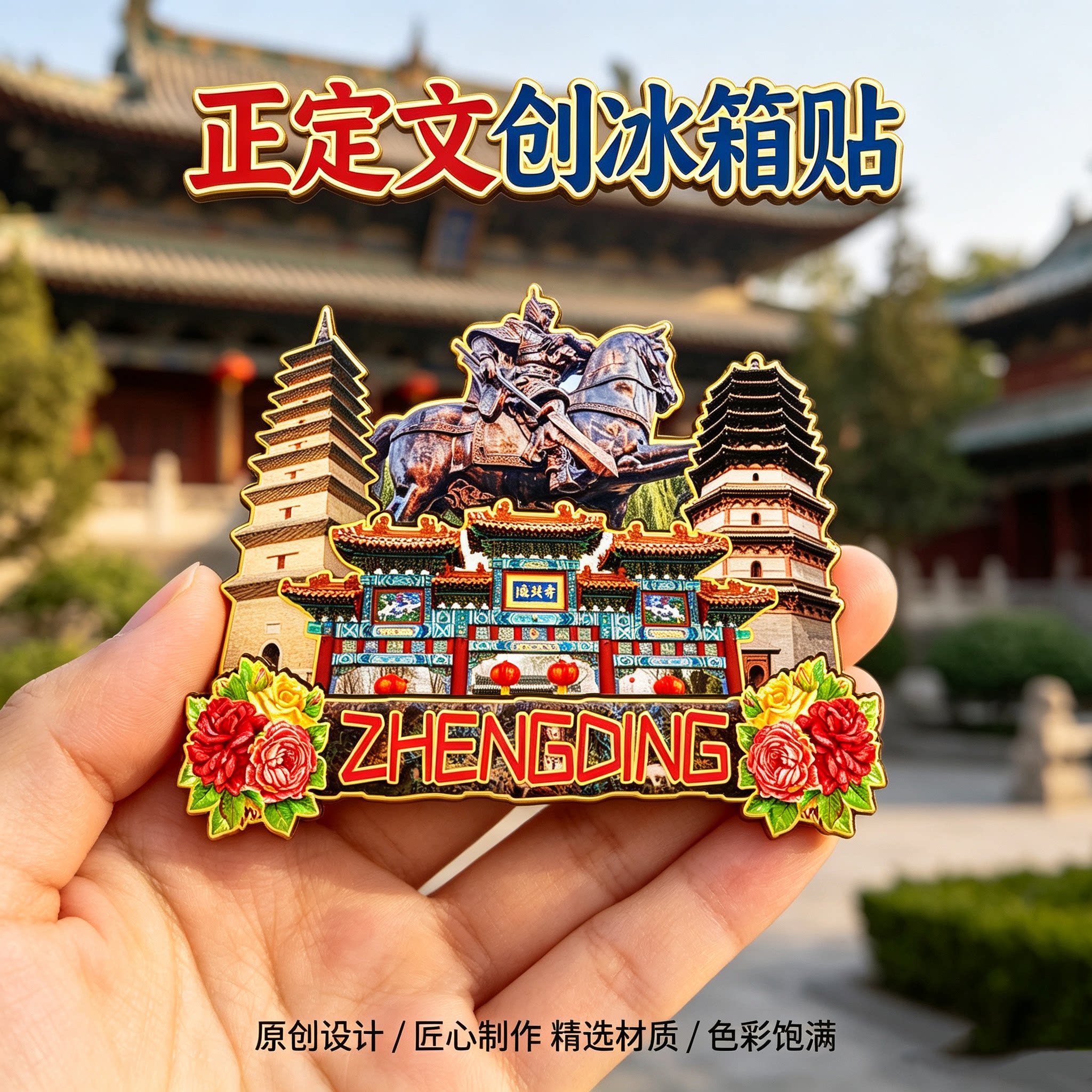 石家庄正定木质磁吸冰箱贴纪念品