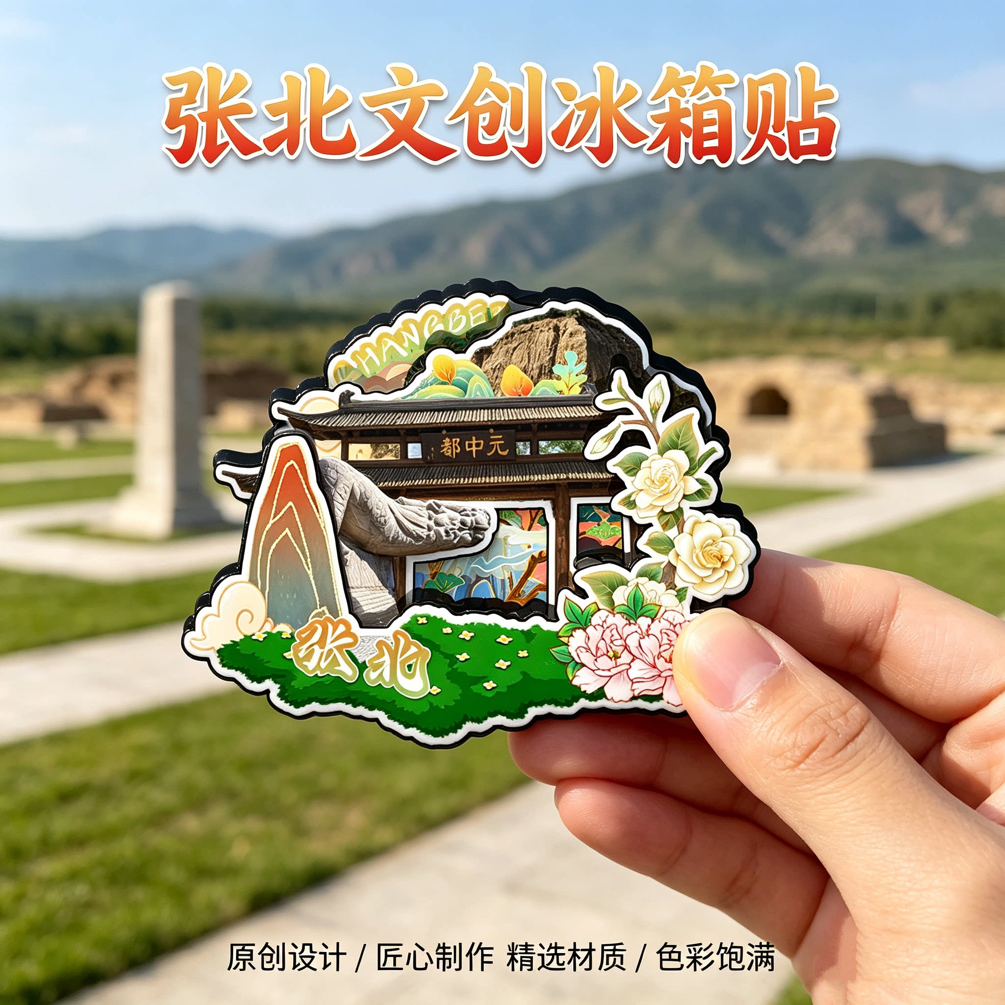 张家口张北木质磁吸冰箱贴纪念品