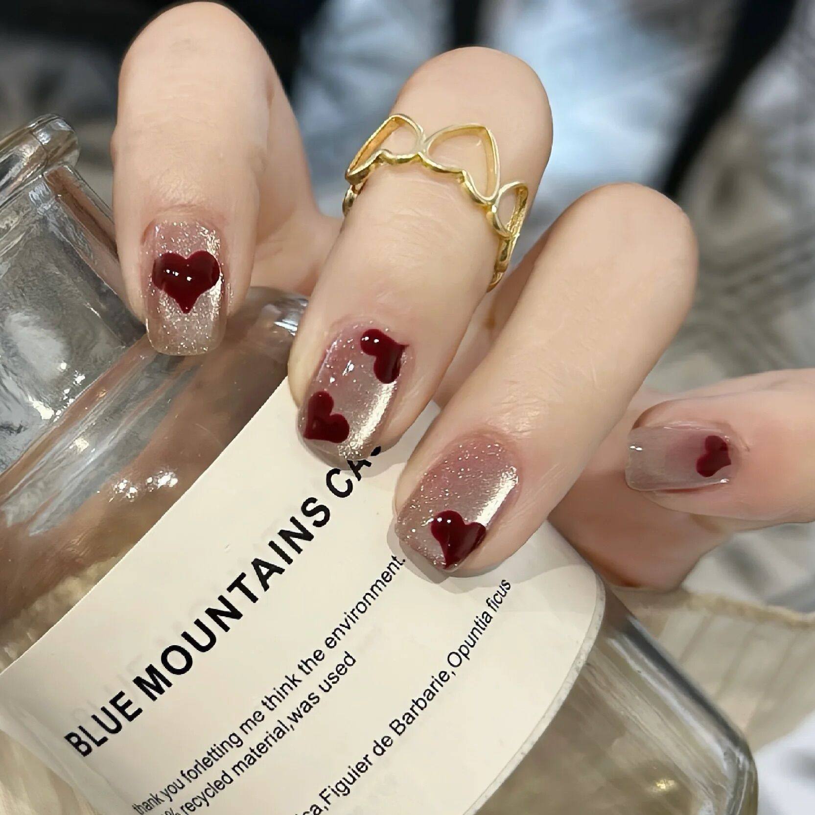 猫眼爱心显白纯手工光疗穿戴甲片新品新年红色美甲贴片假指甲贴,彩妆/香水/美妆工具,穿戴甲/甲片,淘宝优惠券,粉丝福利购,淘宝优惠卷