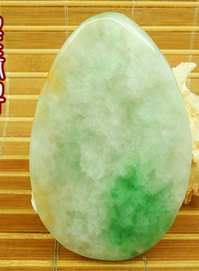 缅甸冰糯老坑种三彩阳绿色64大牌子毛料 翡翠玉原石A货厚桩明片料