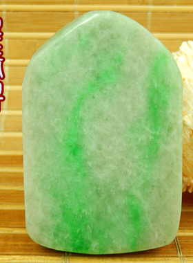 缅甸冰糯老坑种阳绿色花64大牌子毛料 翡翠玉原石A货厚桩明片料