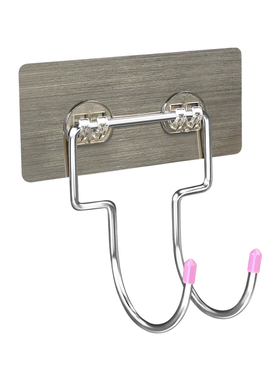 电吹风机架不锈钢加大号双挂钩免打孔卫生间浴室壁挂式吹风筒支架