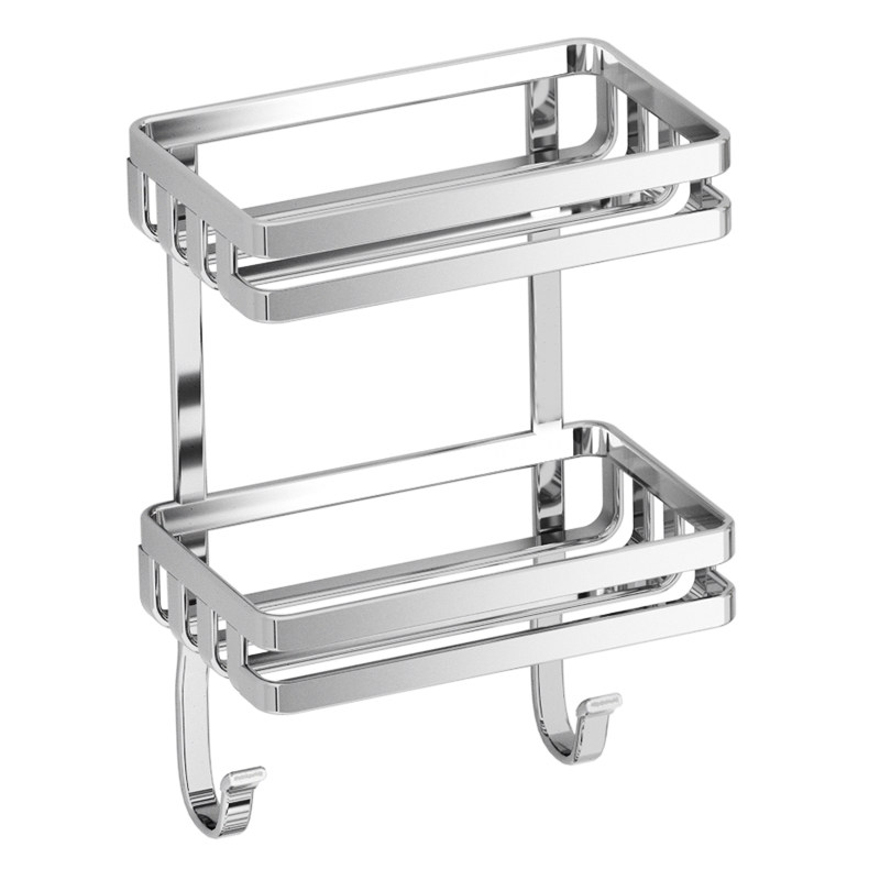 不锈钢双层肥皂架加厚扁条香皂盒带钩卫生间置物架洗漱用品收纳架