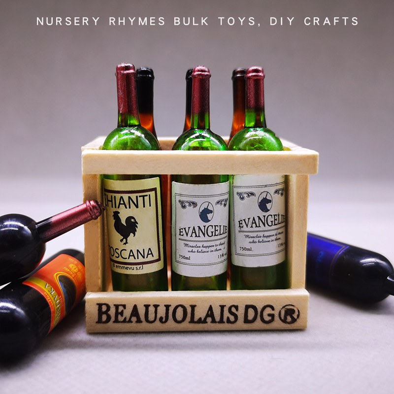 仿真迷你红酒架子模型木质桌面办公室家具摆件娃娃屋配件diy手作