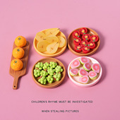 仿真迷你水果盘食玩儿童摆件微缩餐盘配件过家家玩具娃娃屋配件