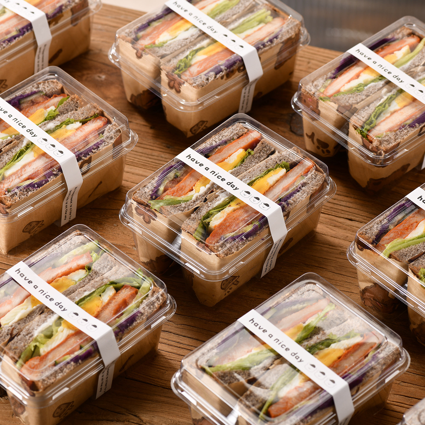 三明治包装盒纸牛皮网红便当盒子的袋打包专用三文治外带盒食品级