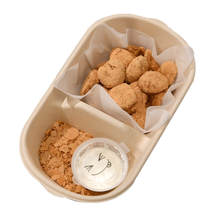 糯叽叽蘸酱麻薯包装盒打包盒子网红麻糍糕点双格纸浆点心盒子贴纸