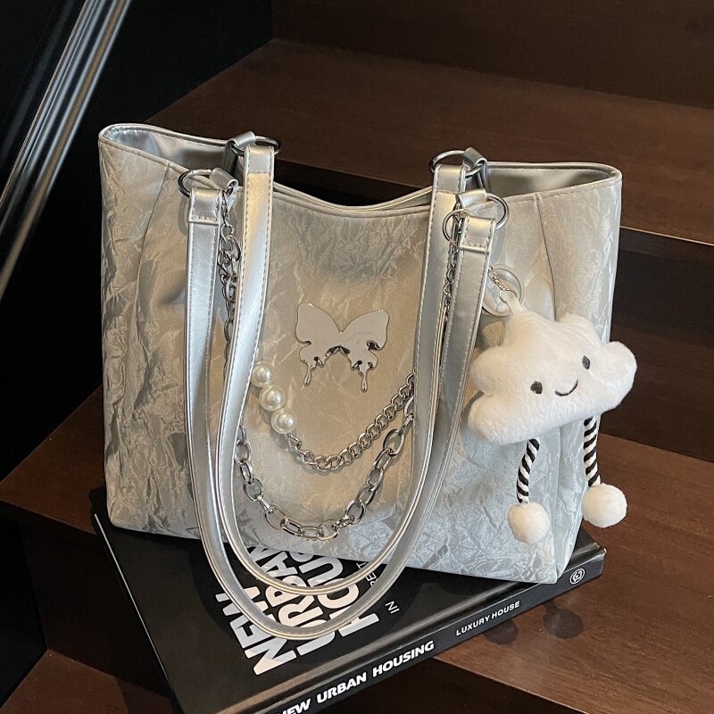 高级感单肩小众设计包包女夏2025新款潮时尚百搭大容量通勤托特包