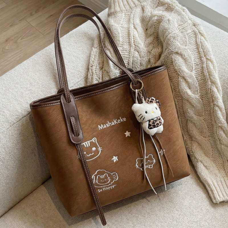 时尚设计感刺绣托特包包女2026新款百搭休闲大容量通勤女士单肩包