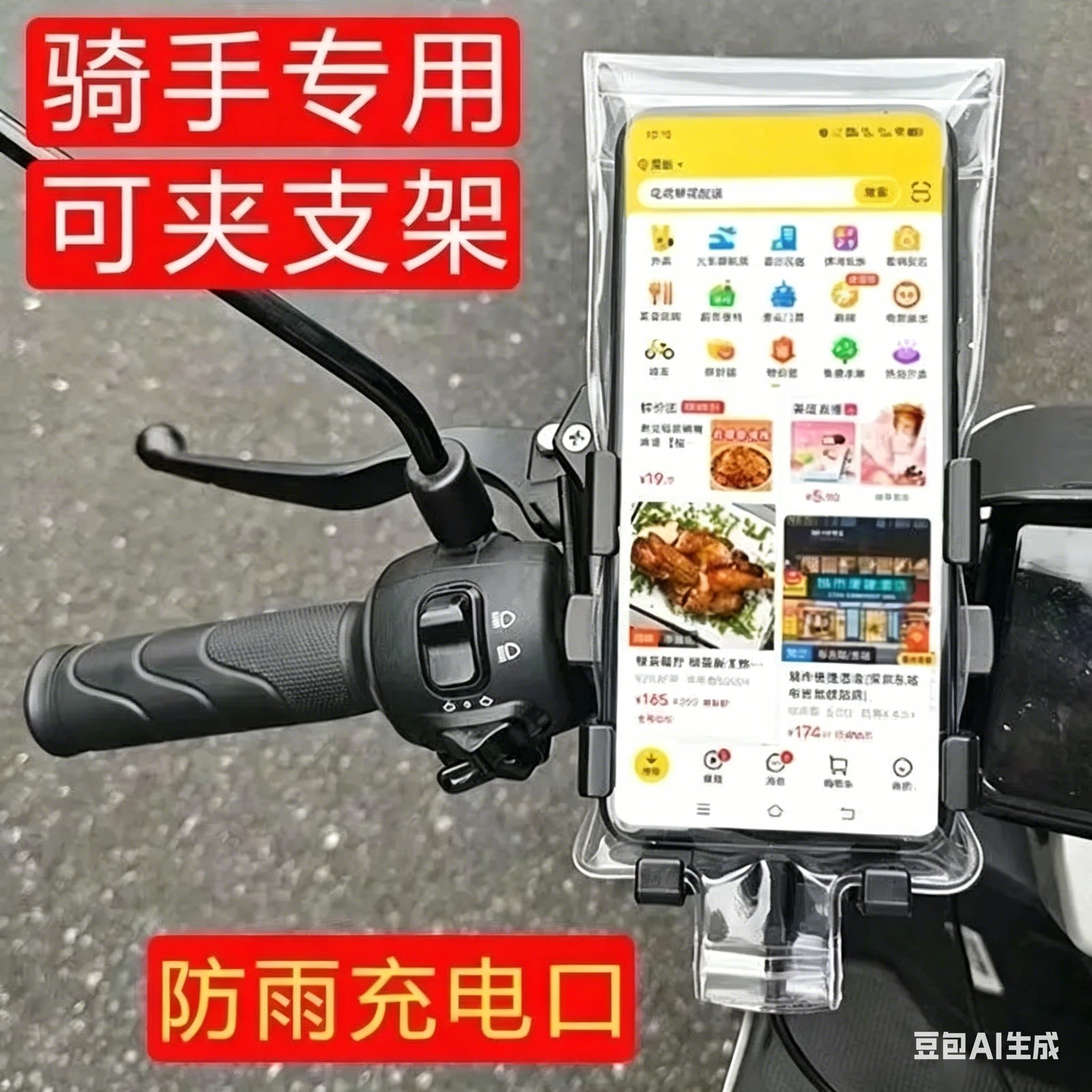 通用外卖骑手手机防水袋可充电卡支架防雨触屏灵敏手机套爆款