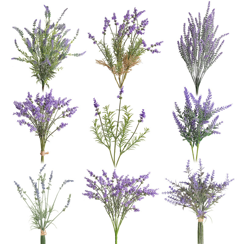 普罗旺斯白霜薰衣草假花 客厅家居摆件仿真紫色塑料薰衣草花束