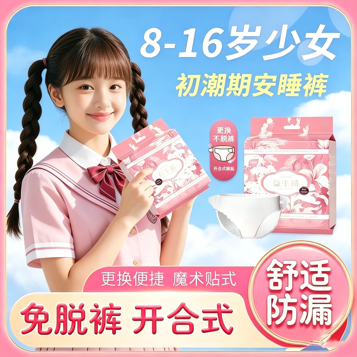 初潮少女防漏日夜可用安心裤图片