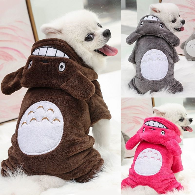 宠物四腿法兰绒卡通龙猫秋冬保暖猫宠物服装/雨衣（新