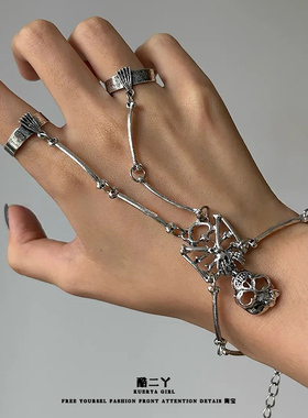 小众哥特式夸张骷髅骨架手链手环
