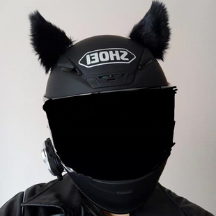 酷二丫机车猫耳朵头盔装饰品毛绒可爱个性摩托车狐狸女骑粘贴头饰