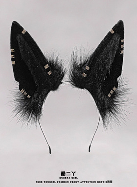 阿努比斯发箍胡狼耳手作兽耳发箍古埃及饰品狼耳朵头饰猫耳头箍男