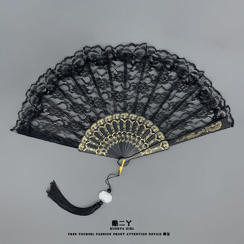 蕾丝复古扇子摆拍照道具