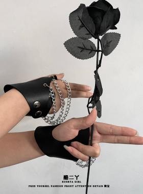 亚文化朋克半指皮手链手环手套酷