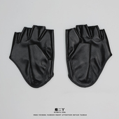 暗黑原宿半指半掌露指黑色皮手套cos洛丽塔jk少女朋克袖 套酷哥特