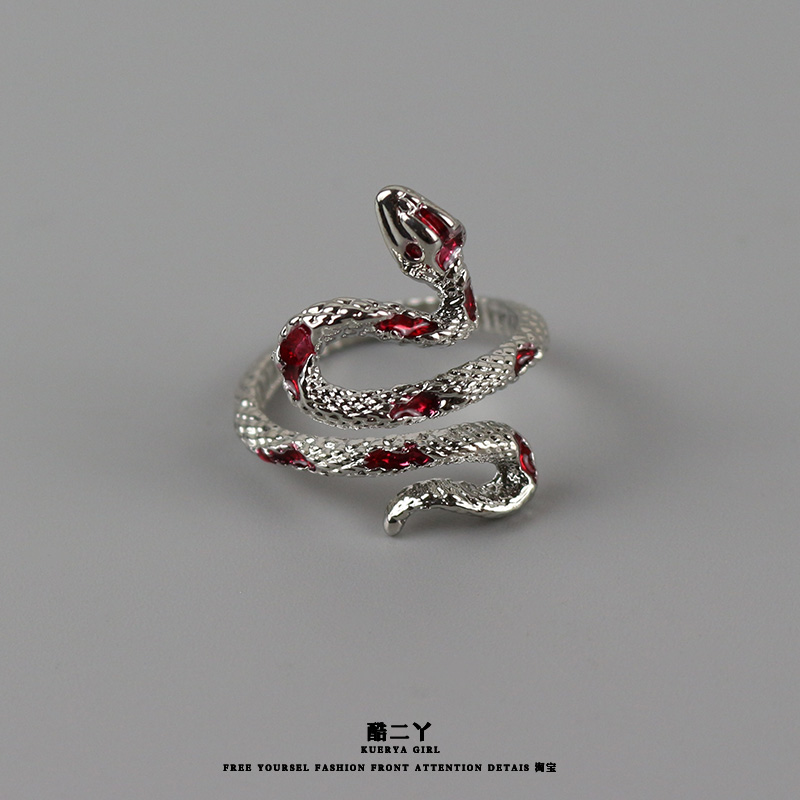 暗黑遍体鳞伤小蛇戒指小众设计