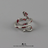 酷二丫暗黑蛇形戒指时尚 小蛇开口食指戒冷淡风 小众设计遍体鳞伤