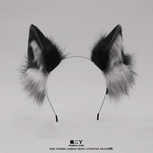 狼耳发箍女兽耳狐狸毛绒猫咪耳朵发卡手作万圣节头饰狗狗cos男