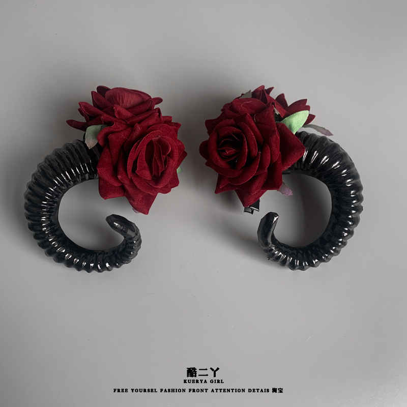 暗黑恶魔角羊发夹哥特Lolita配饰