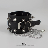 暗黑朋克哥特铆钉手链原宿辣妹摇滚蹦迪土酷链条手环个性 手镯潮男