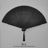 酷二丫 日系黑骨中式 全竹折扇中国风旗袍蹦迪暗黑风扇子拍照道具