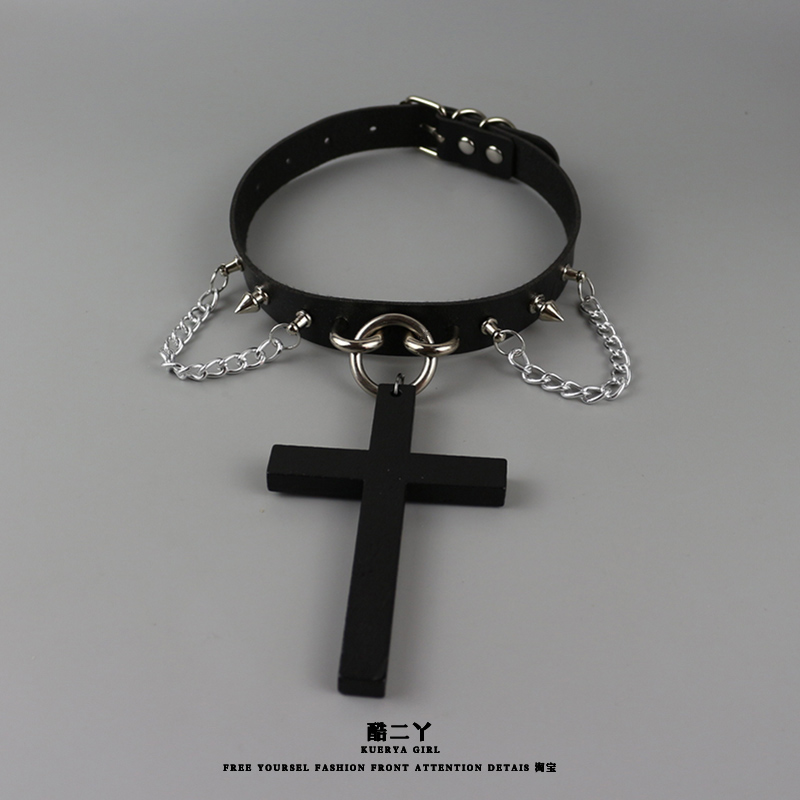 y2k亚文化大十字架项圈辣妹项链