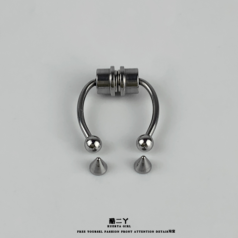 鼻钉假无洞磁吸鼻环磁铁免穿孔