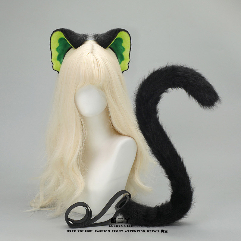 小黑猫耳朵发箍尾巴漫展兽耳头饰