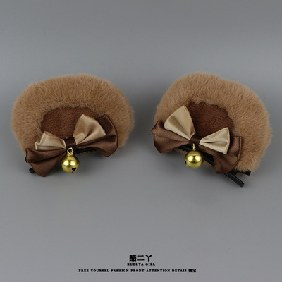 可爱小熊发夹甜妹洛丽塔毛绒边夹
