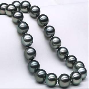 天然大溪地黑珍珠项链珍珠粉项链正圆极强光无暇项链送妈妈送女友