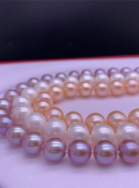 假一赔十正品纯天然淡水珍珠项链10-11mm圆形白色强光送妈妈婆婆