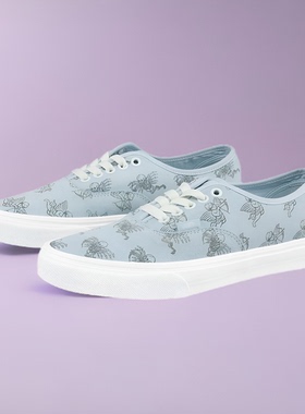 VANS女鞋 经典Authentic浅蓝色印花低帮范斯鞋滑板鞋 VN0A348A3ZG