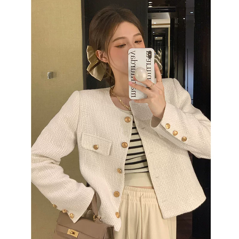 Короткая осенняя куртка, стиль Chanel, французский стиль