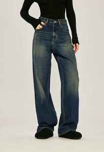 开间金标/Rose同款 日本冈山爱M仕Y*SL摩登V型高腰直筒牛仔裤