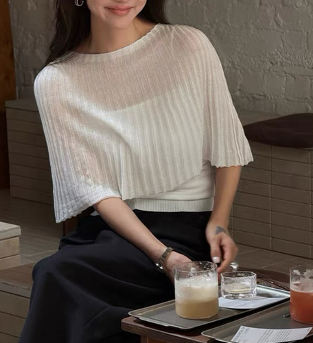 LiHuiEr李慧儿 爱乐之城 莱赛尔天丝斗篷罩衫针织衫吊带两件套