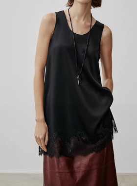 开间/叠穿神器 日本三醋酸凉感双面缎鎏光垂感百搭蕾丝拼接长背心