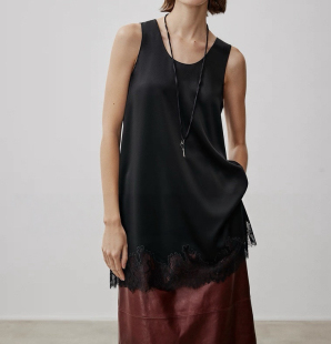 开间/叠穿神器 日本三醋酸凉感双面缎鎏光垂感百搭蕾丝拼接长背心
