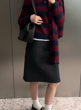 alright 高品质布料100还原 直筒H版型连腰设计羊毛呢半身裙