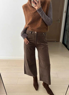 UNI 强推百搭秋冬复古进口高弹力细腻灯芯绒毛边剪裁休闲裤