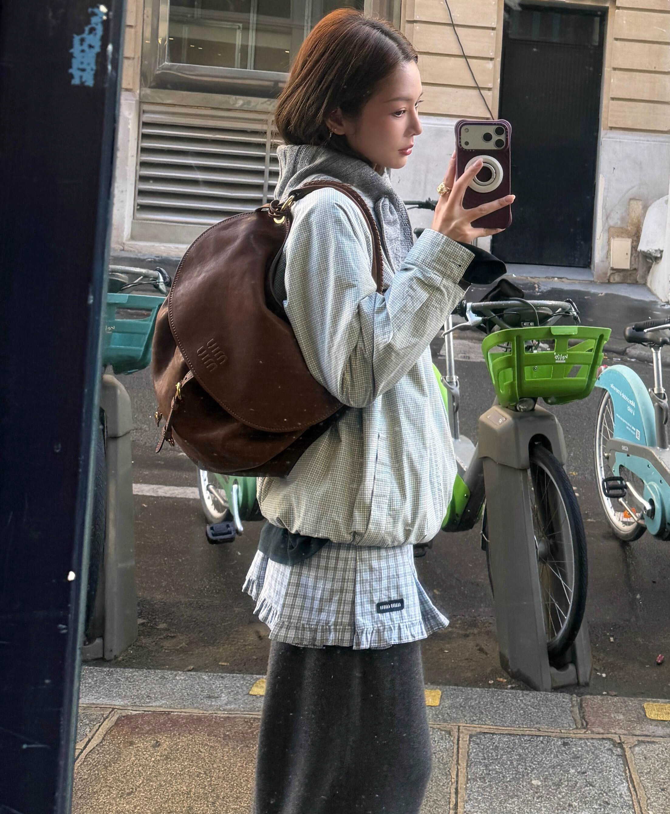 博主NaNa同款 M家缪女士外套26新款Oversize格纹立领短夹克