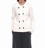 North 高品质 羊毛三色翻领宽松双排扣毛衣