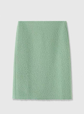 CHIC 意大利奢牌水波纹皮草感高含毛呢 超耗料自然毛边极简中裙