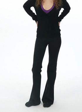 RA everyday高品质 加绒弹力修身瑜伽喇叭裤 黑色